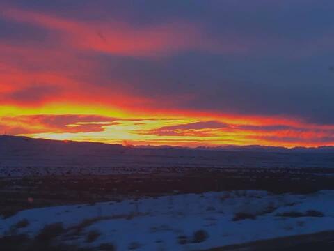 Sunset over a vast open space
