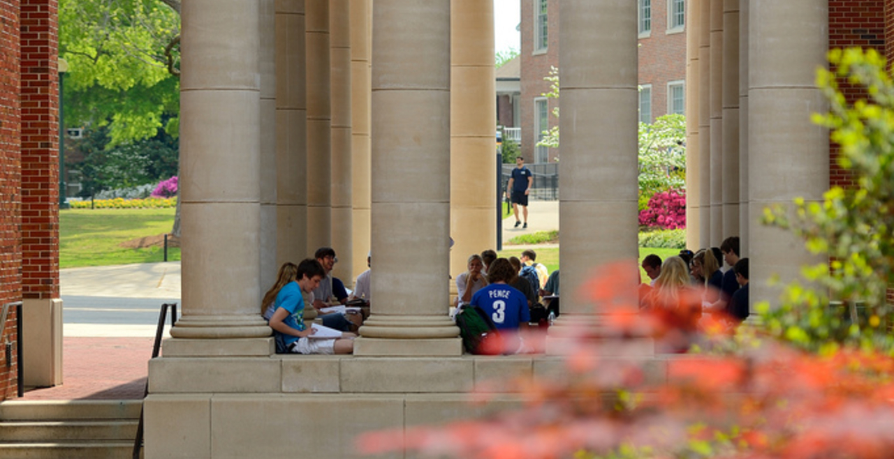 Students learning on campus at the University of Mississippi