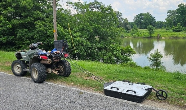 gpr equipment being towed by a four-wheeler