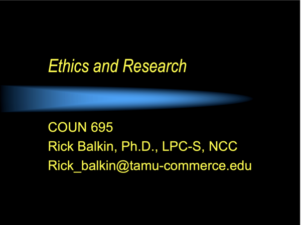 Ethics and Research