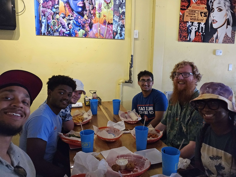 The Lab enjoying Lunch